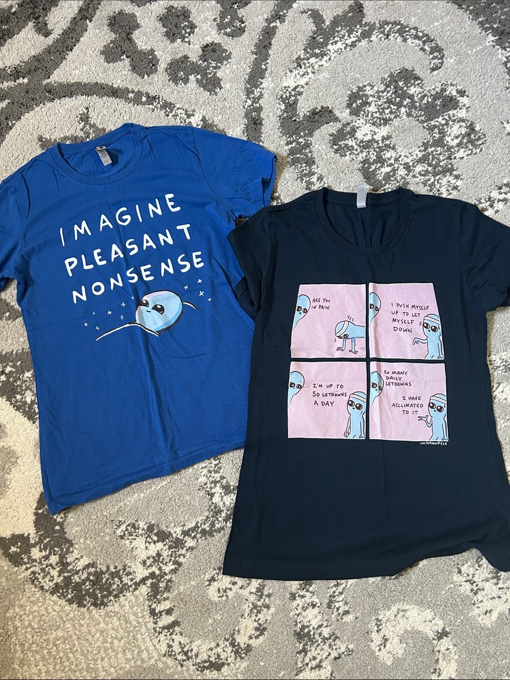 Next Level Apparel Blue & Navy Short Sleeve Graphic Tees
